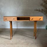 Vintage oak compass leg desk