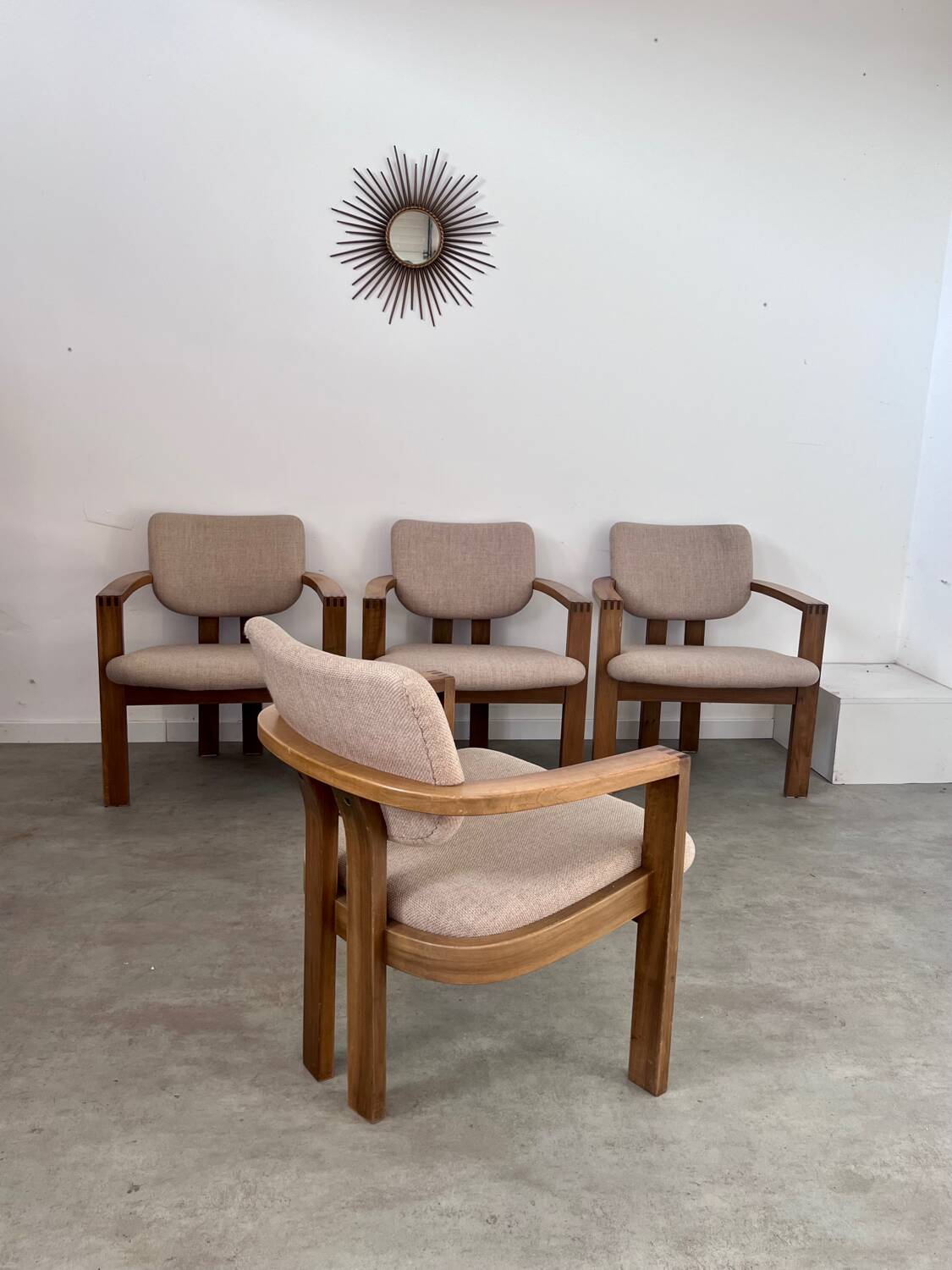 4 old armchairs Italian design chairs 70s vintage curved wood