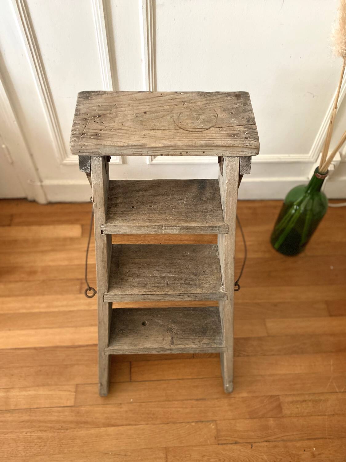 Antique wooden folding stepladder