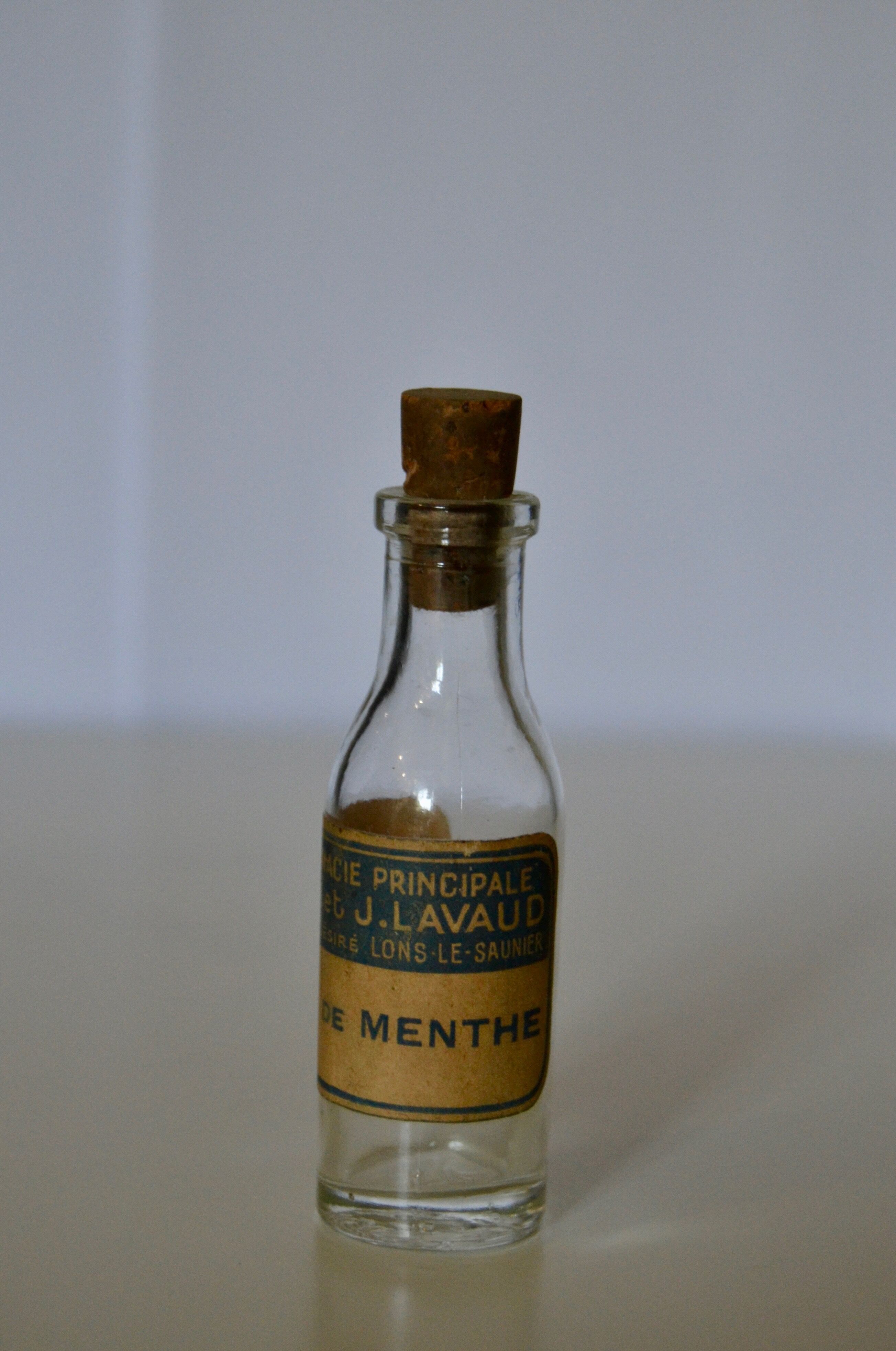 Petite bouteille d'apothicaire / pharmacie : Alcool de menthe