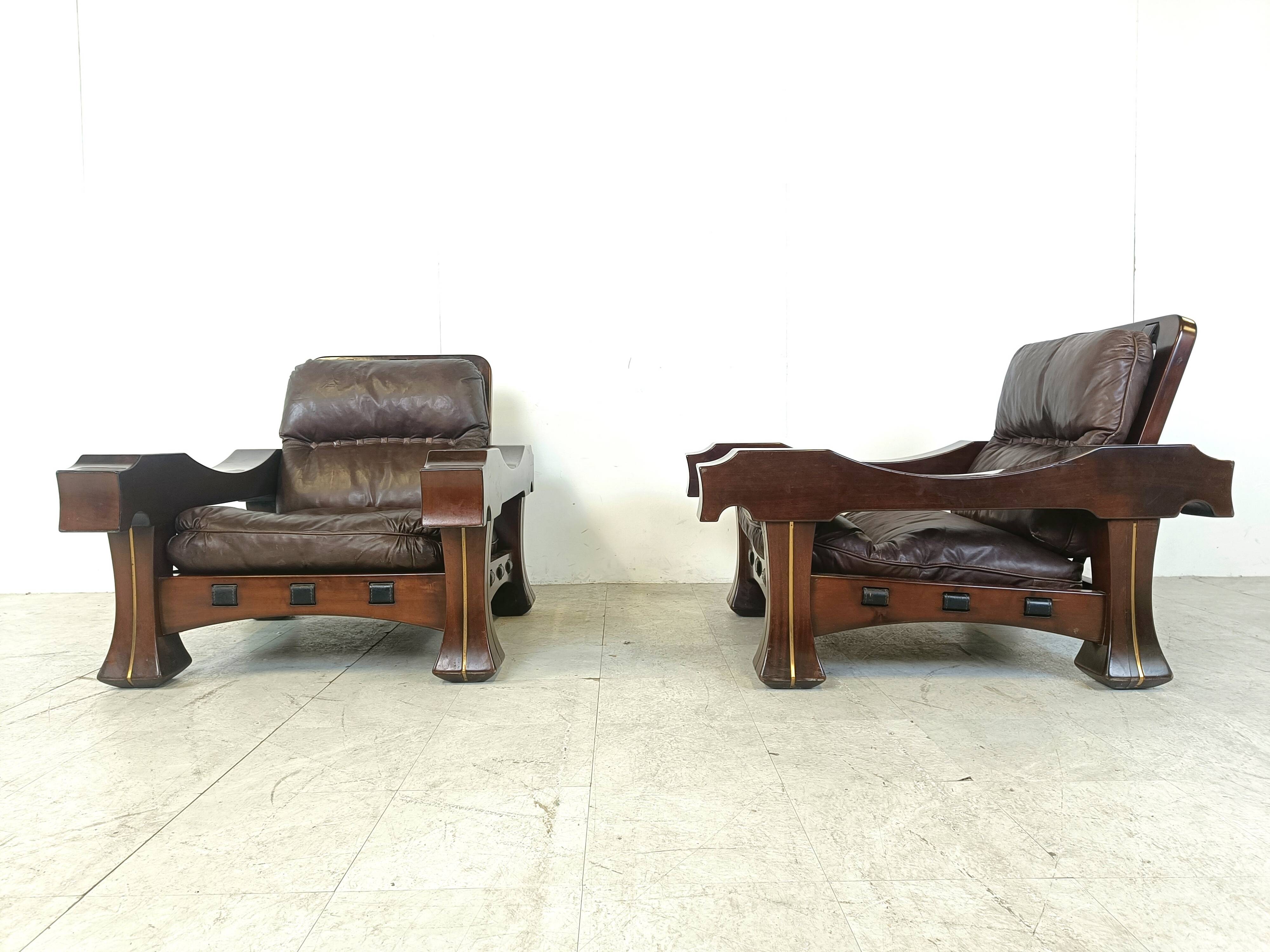 Pair of Ussaro model armchairs by Luciano Frigerio, 1960s