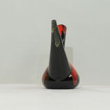 Glazed ceramic porron / Mid-century oil vase from Perpignan France black red and jau