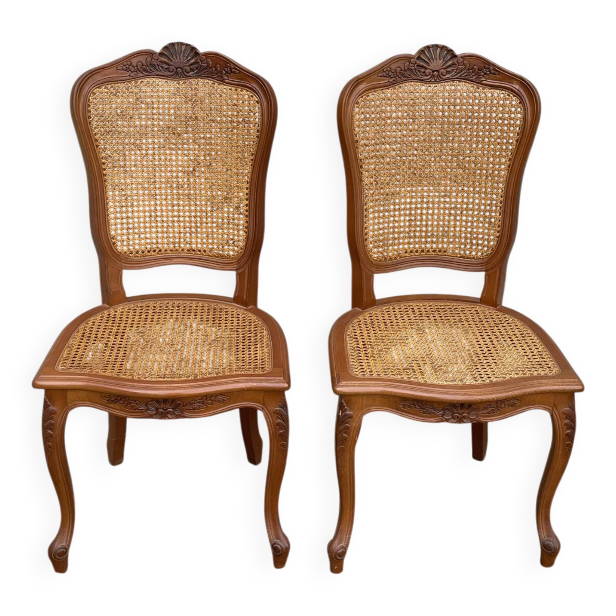2 caned chairs in Louis XV style