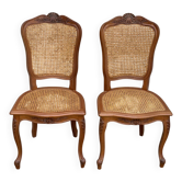 Set of 2 caned chairs in Louis XV style