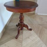 Side table - Tripod pedestal table - marquetry - Louis Philippe - mahogany stain