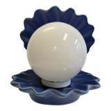 Shell lamp in blue and opaline ceramic