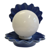 Shell lamp in blue and opaline ceramic