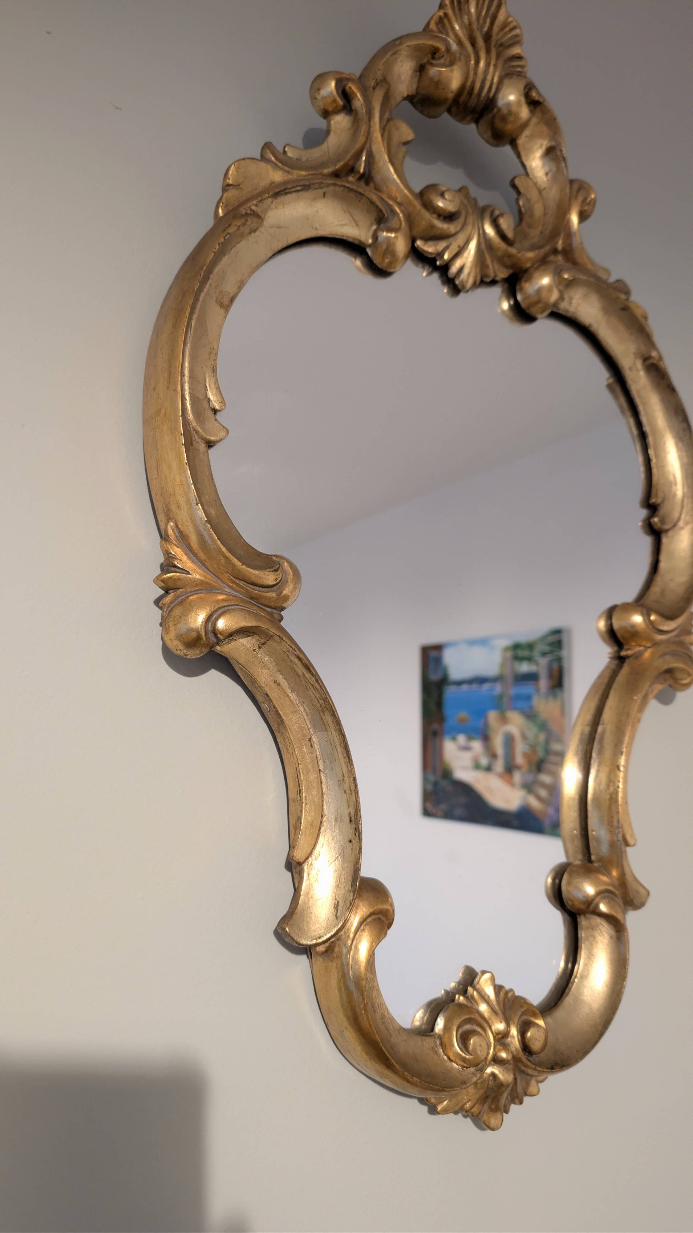 Antique gold baroque mirror 60 x 48cm