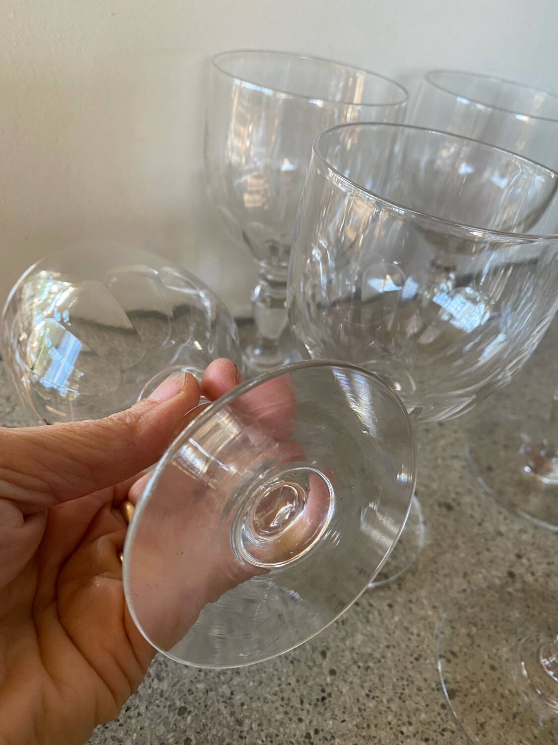Set of 6 large Baccarat crystal wine glasses, balloon model