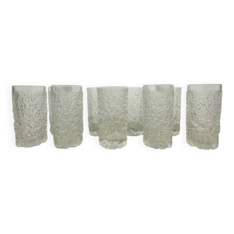 Set of 9 bark glass drink glasses by Goebel charlottenhutte , 1970s , Germany