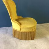 Set of 2 old gold toad armchairs
