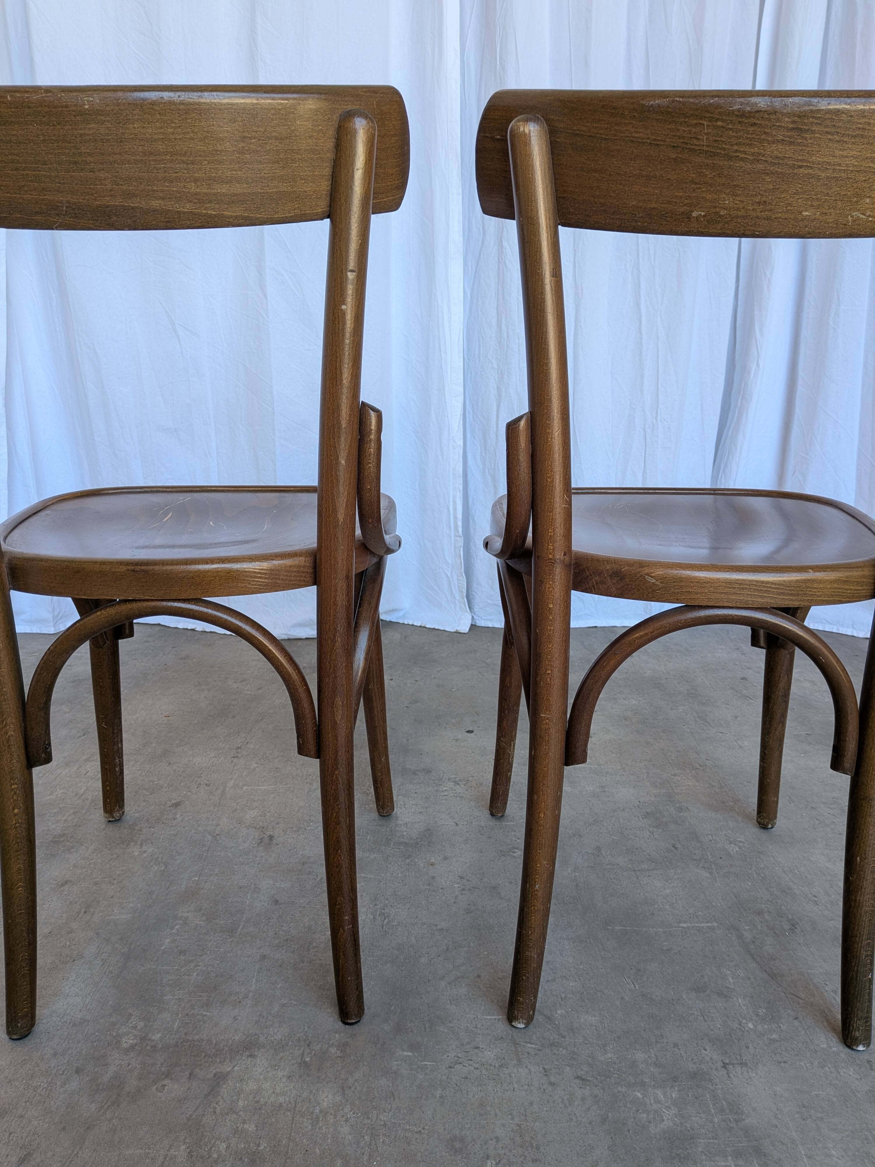 Set of 2 Vintage Wooden Dining Chair: Mid-Century Bistro Style, Yugoslavia