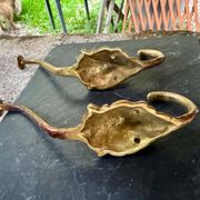 4 lion coat hooks in solid brass Art Nouveau