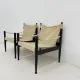 Set of mid-century Danish safari chairs by Erik Wørts for Niels Eilersen, 1960s