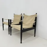 Set of mid-century Danish safari chairs by Erik Wørts for Niels Eilersen, 1960s