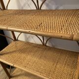 Vintage rattan and wicker shelf 70s