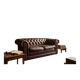 Vintage chocolate brown leather Chesterfield armchair/sofa