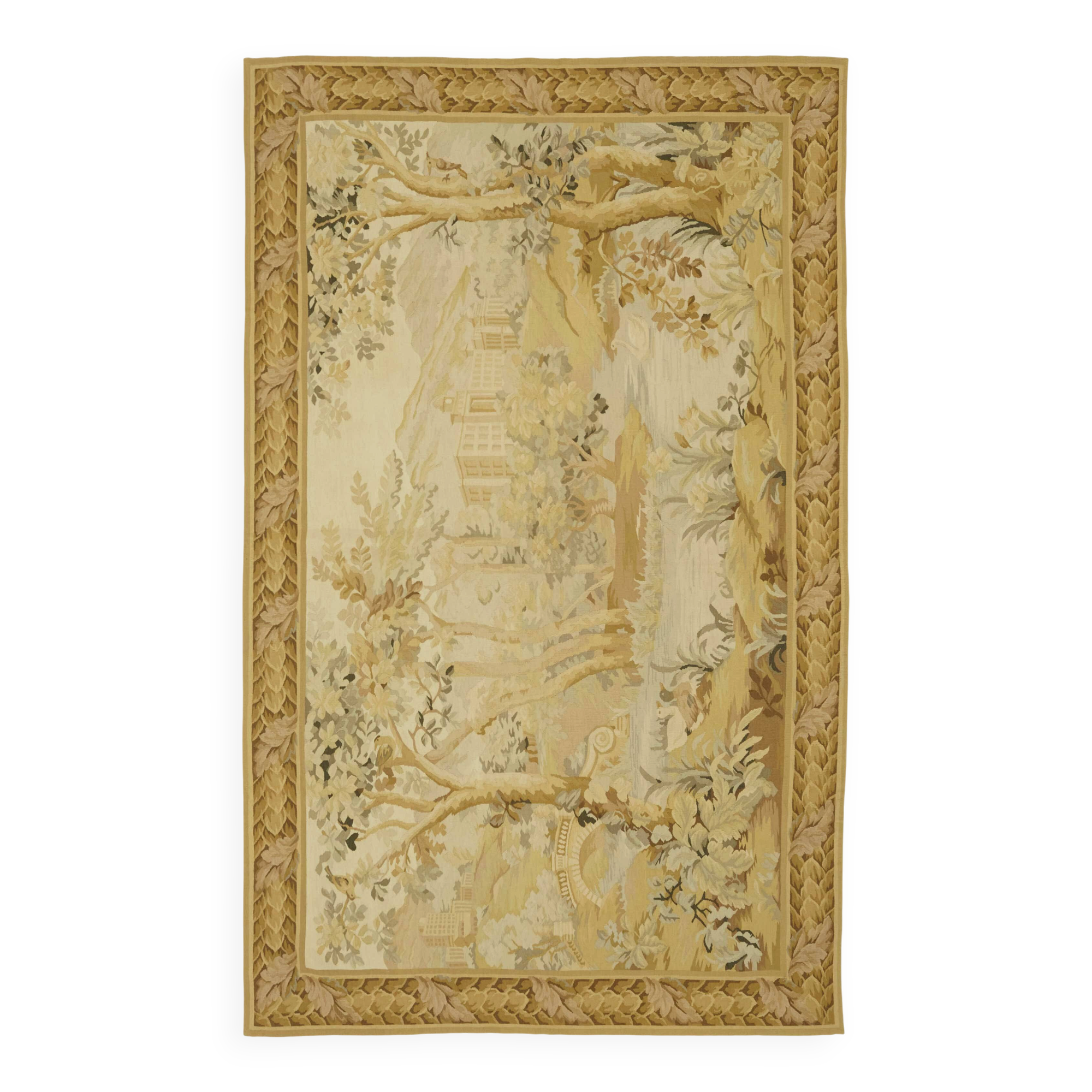 Handmade European Vintage Aubusson Kilim 153 cm x 242 cm