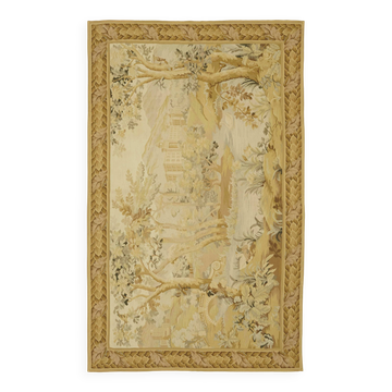 Tapis kilim aubusson vintage européen fait main 153 cm x 242 cm