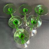Set of 6 white wine glasses of Alsace crystal blown and cut XXth