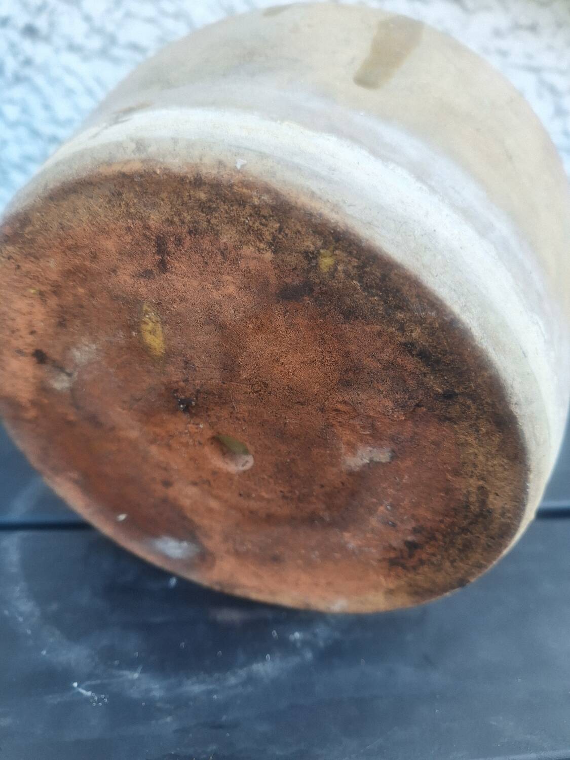 Antique glazed terracotta grease pot