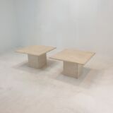 Set of 2 Italian Travertine Coffee or Side Tables, 1980s