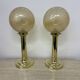 Set of 2 large globe glass table lamps , 1970s