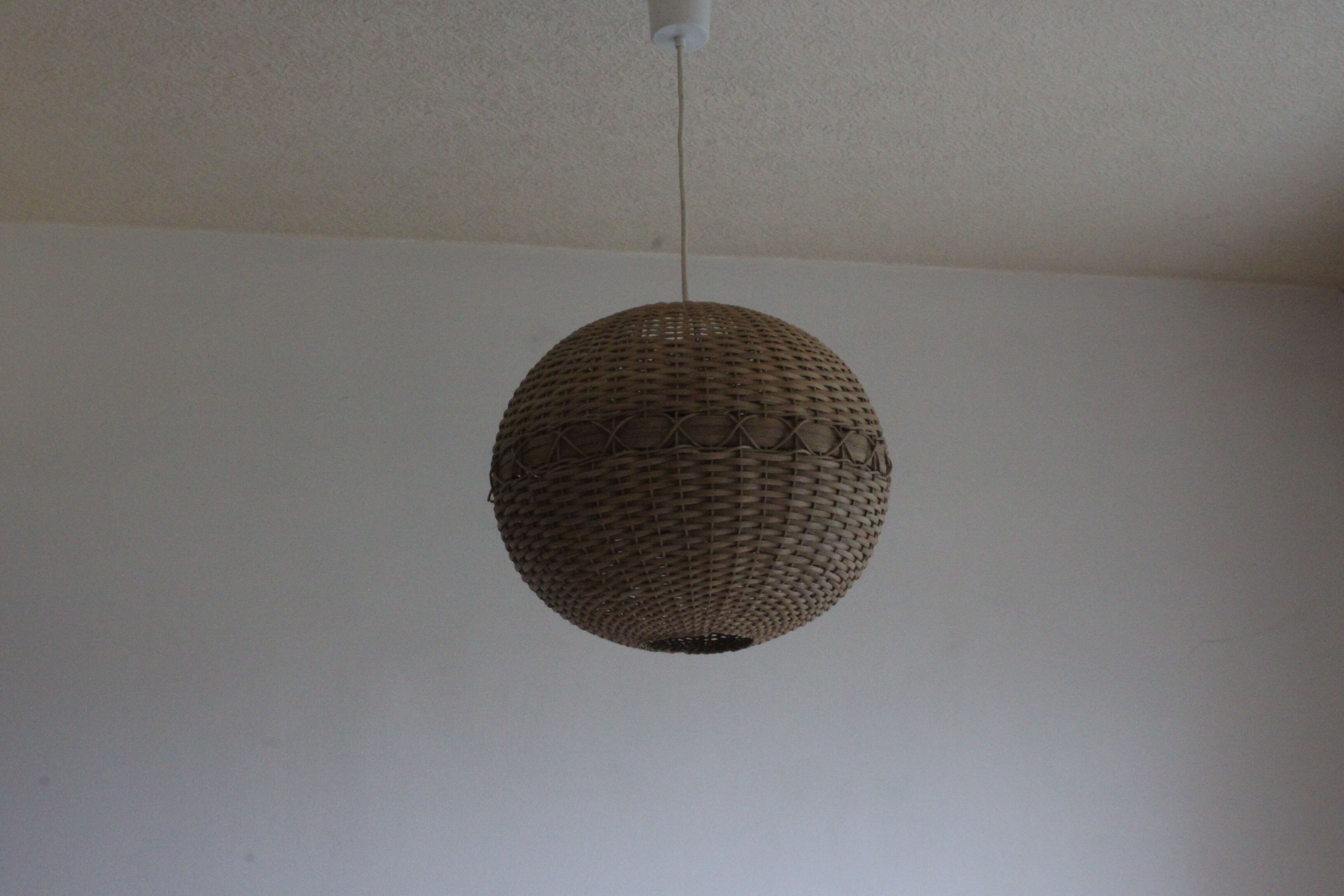 Rattan ball pendant light, 1960s