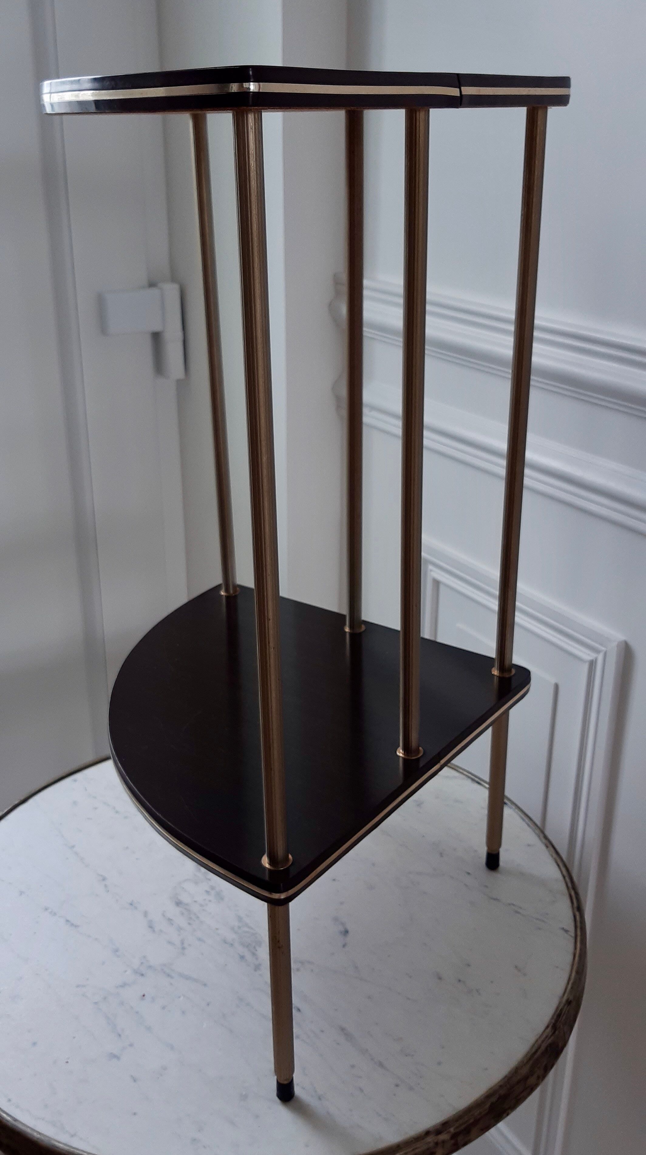 Shelf in brown formica and gold steel 70s