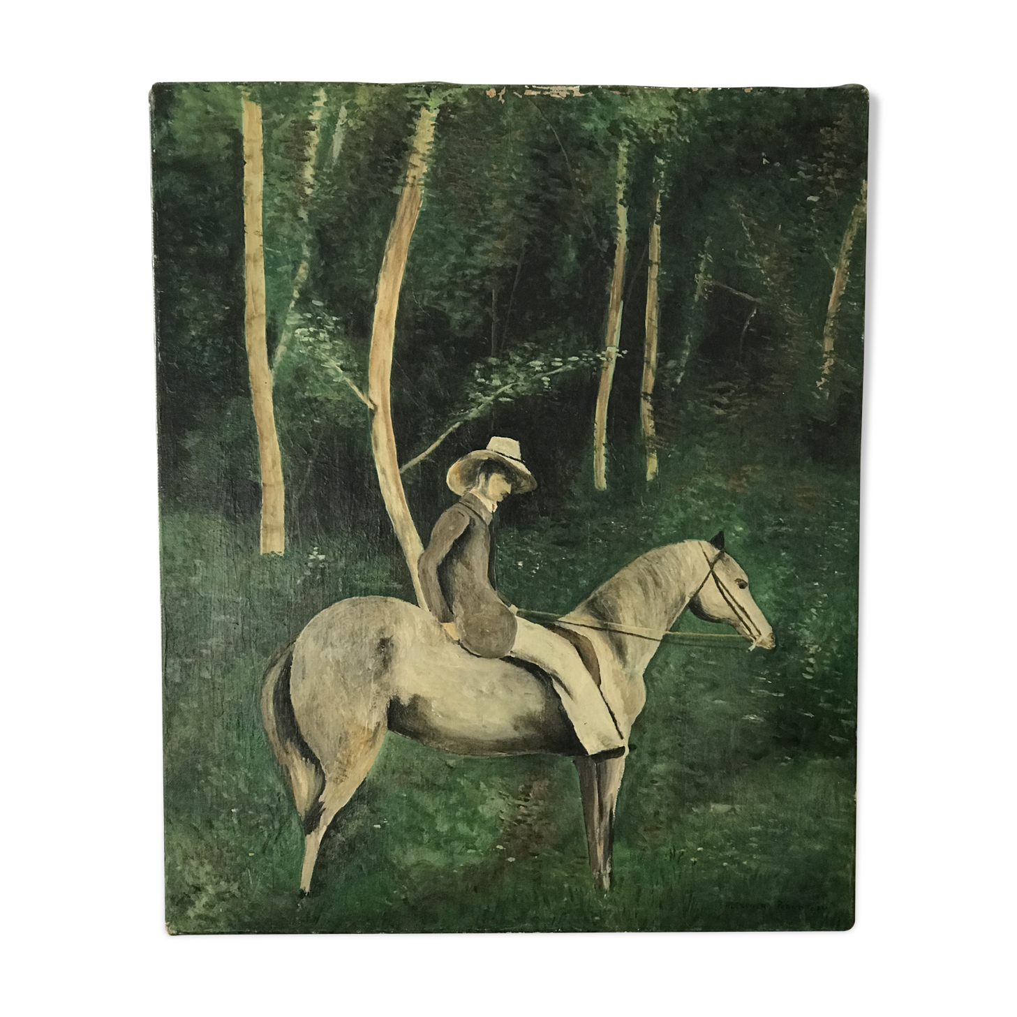 Table oil on canvas "the horse rider"