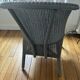 Blue grid rattan armchair