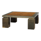 Coffee table in burl wood by Jean-Charles Liviani, 1980