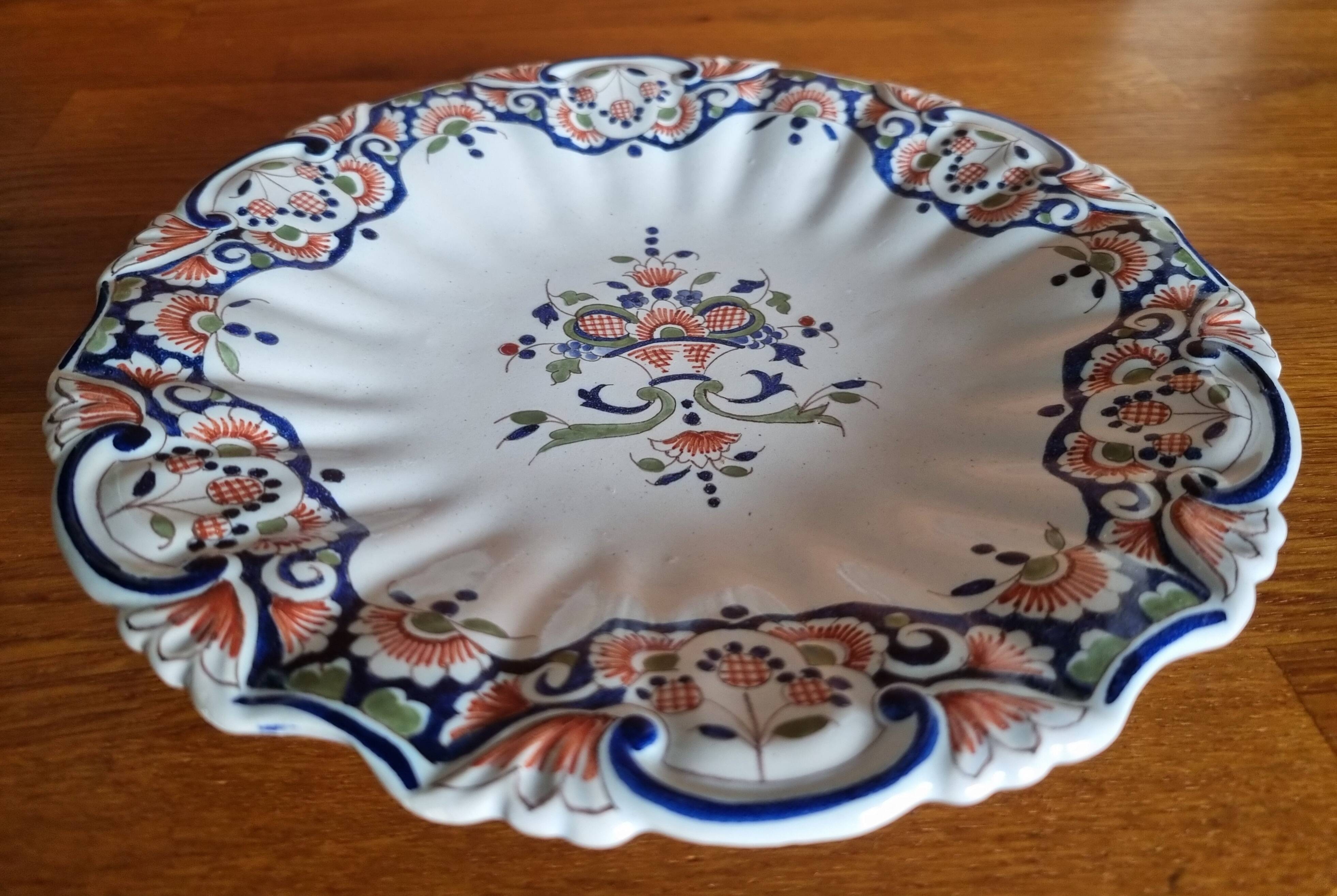 Antique Lisieux earthenware plate with Old Rouen decor