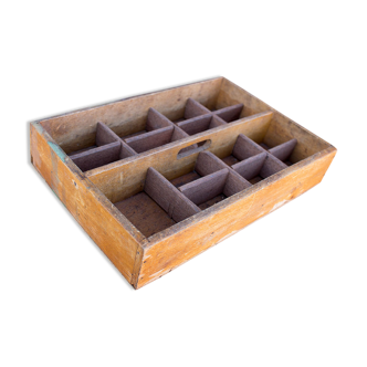 Old storage box bin with compartments