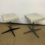 Pair of vintage metal and leatherette stools