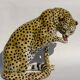 Terracotta ceramic cheetah or leopard statue, 1950s