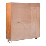 Armoire bauhaus en chêne restaurée, acier chromé, tchéquie, années 1930
