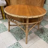 Old round rattan coffee table