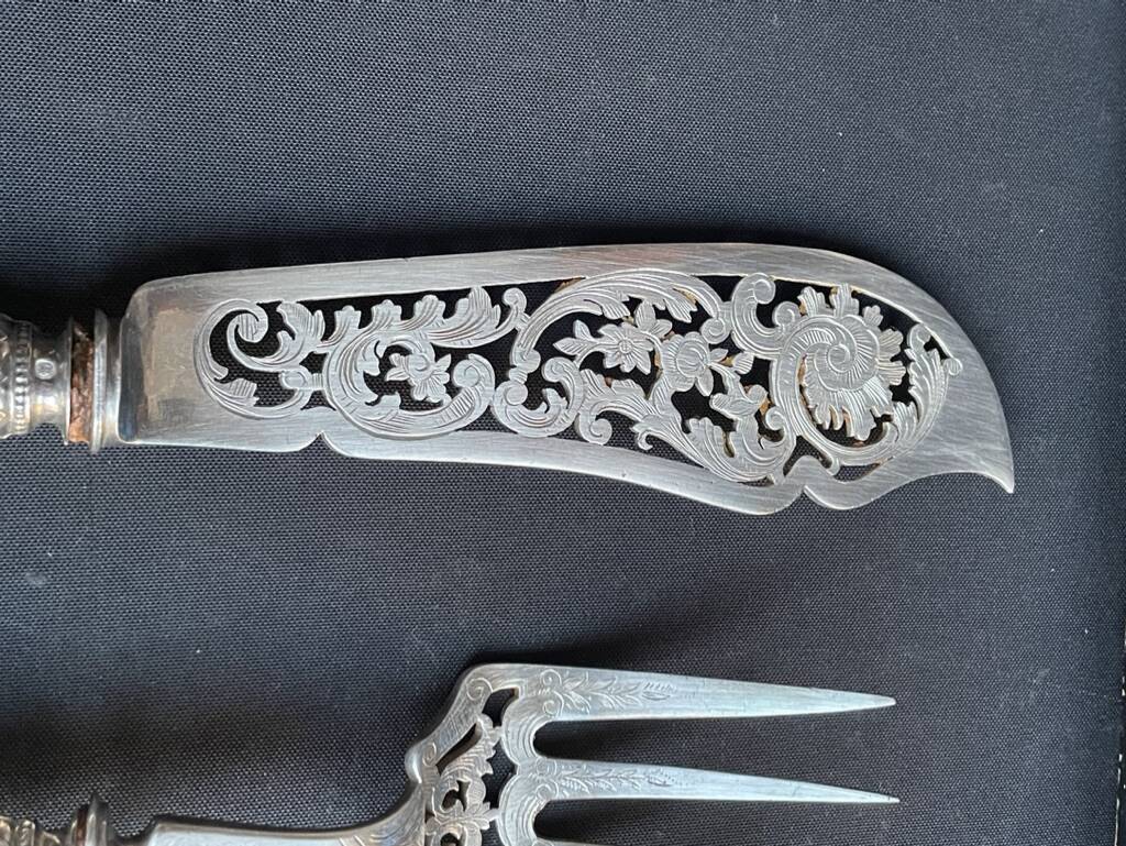 Fish serving cutlery – Silver Head of Minerva