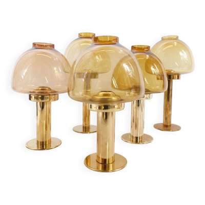 Set de 5 bougeoirs scandinaves Hans-Agne Jakobsson modèle Claudia en laiton