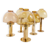 Set of 5 Scandinavian Hans-Agne Jakobsson Claudia model candlesticks in brass