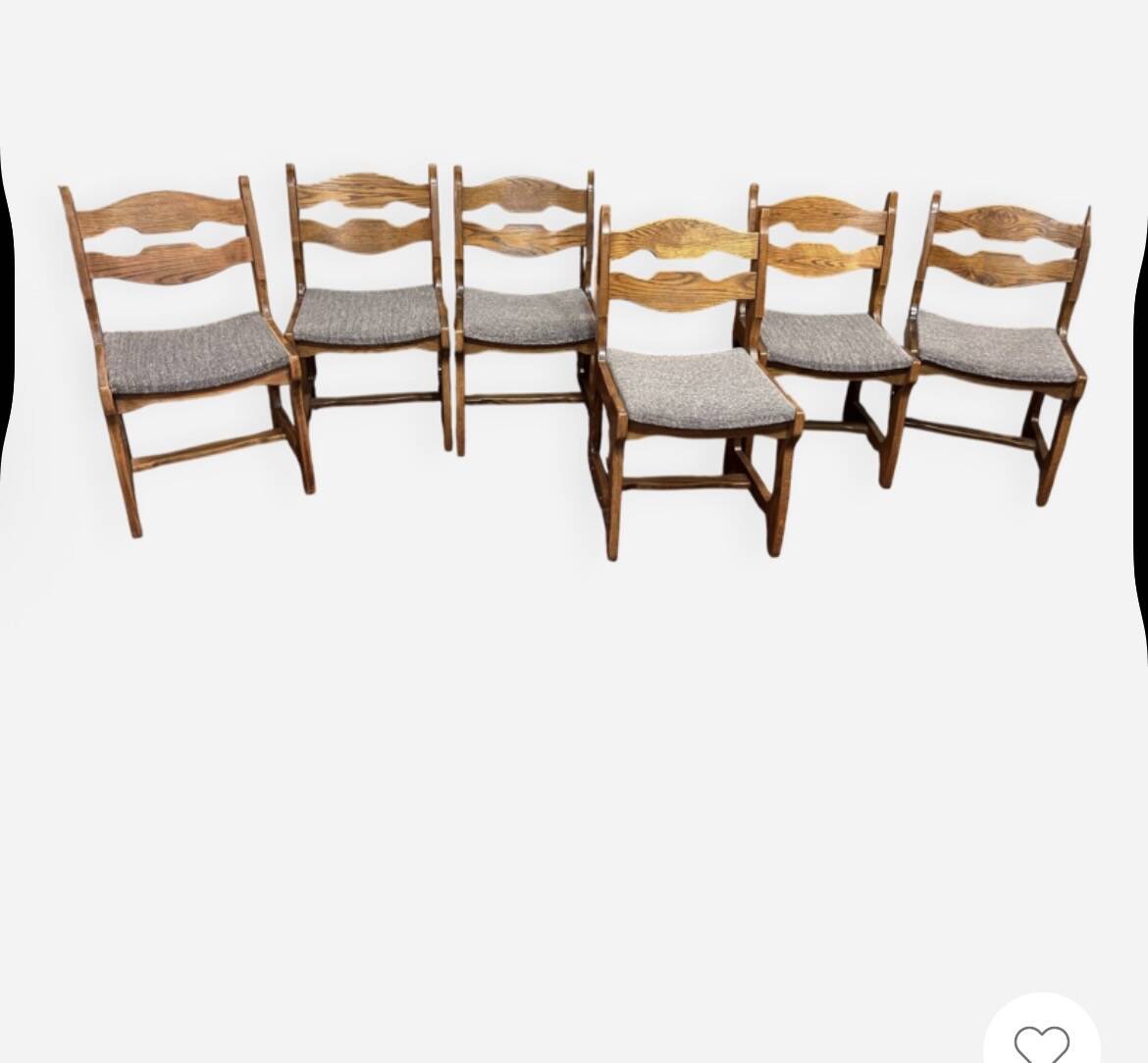 6 Vintage Brutalist Dining Chairs, 1970