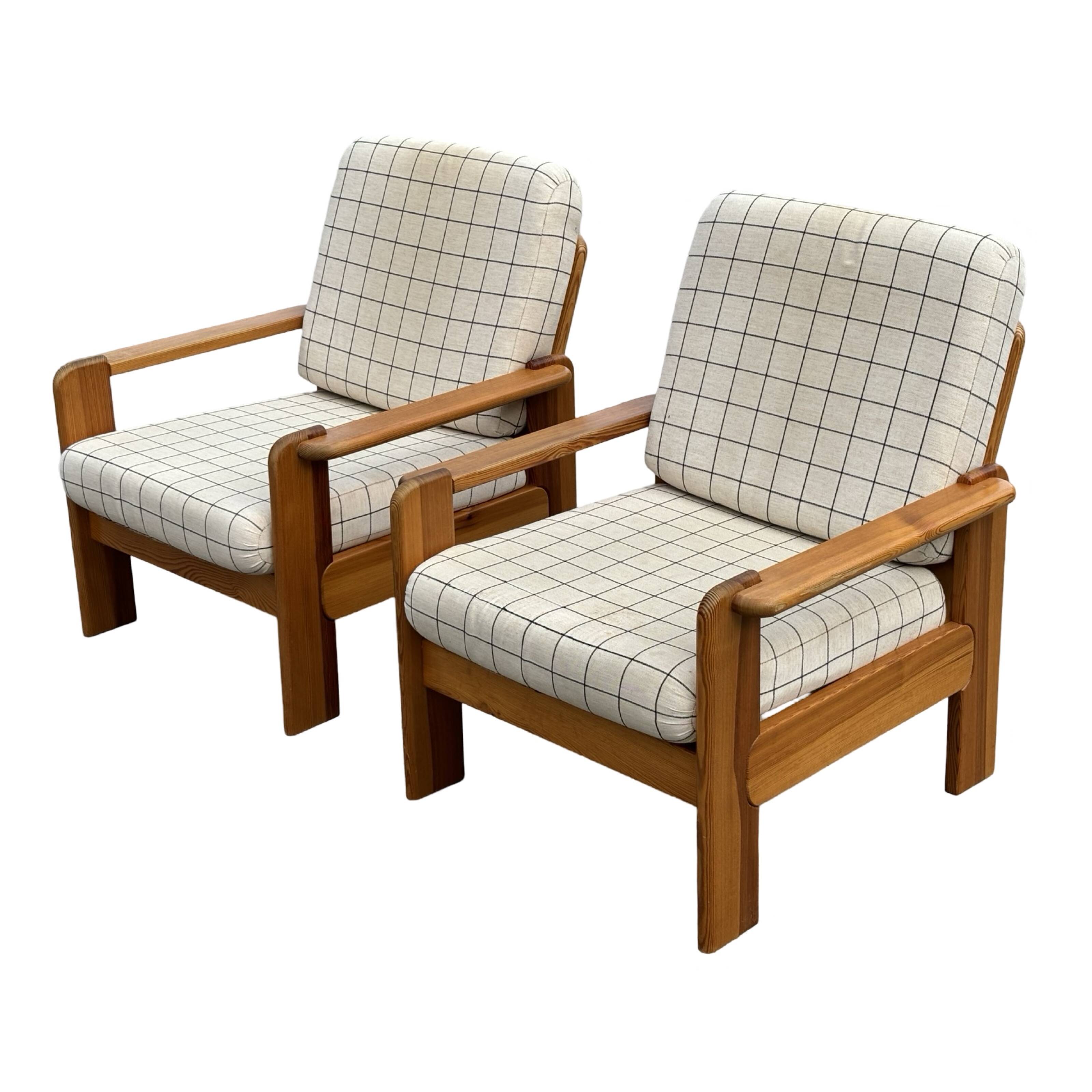 Vintage armchair set of 2 pinewood pine 70s design