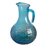 Blue molded glass decanter