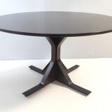 Vintage round ebonized walnut dining table mod. 522 by g. frattini for bernini
