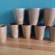 Ensemble de 8 tasses ou verres en grès tourné artisanal