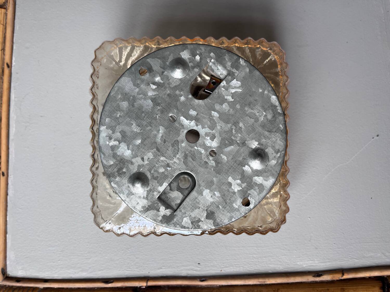 Square amber glass wall light