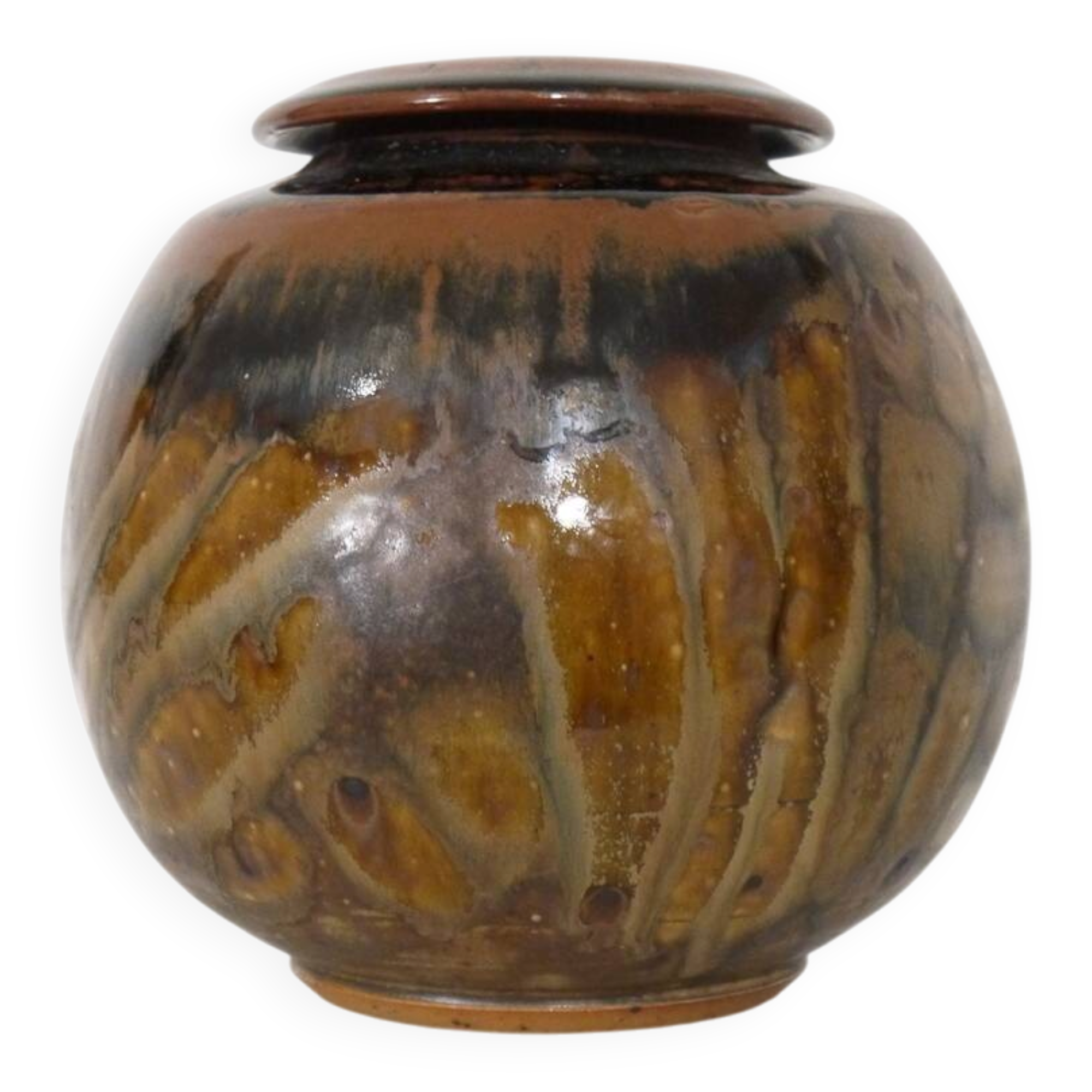 1970s stoneware round vase