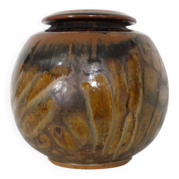 Vase boule en grés 1970