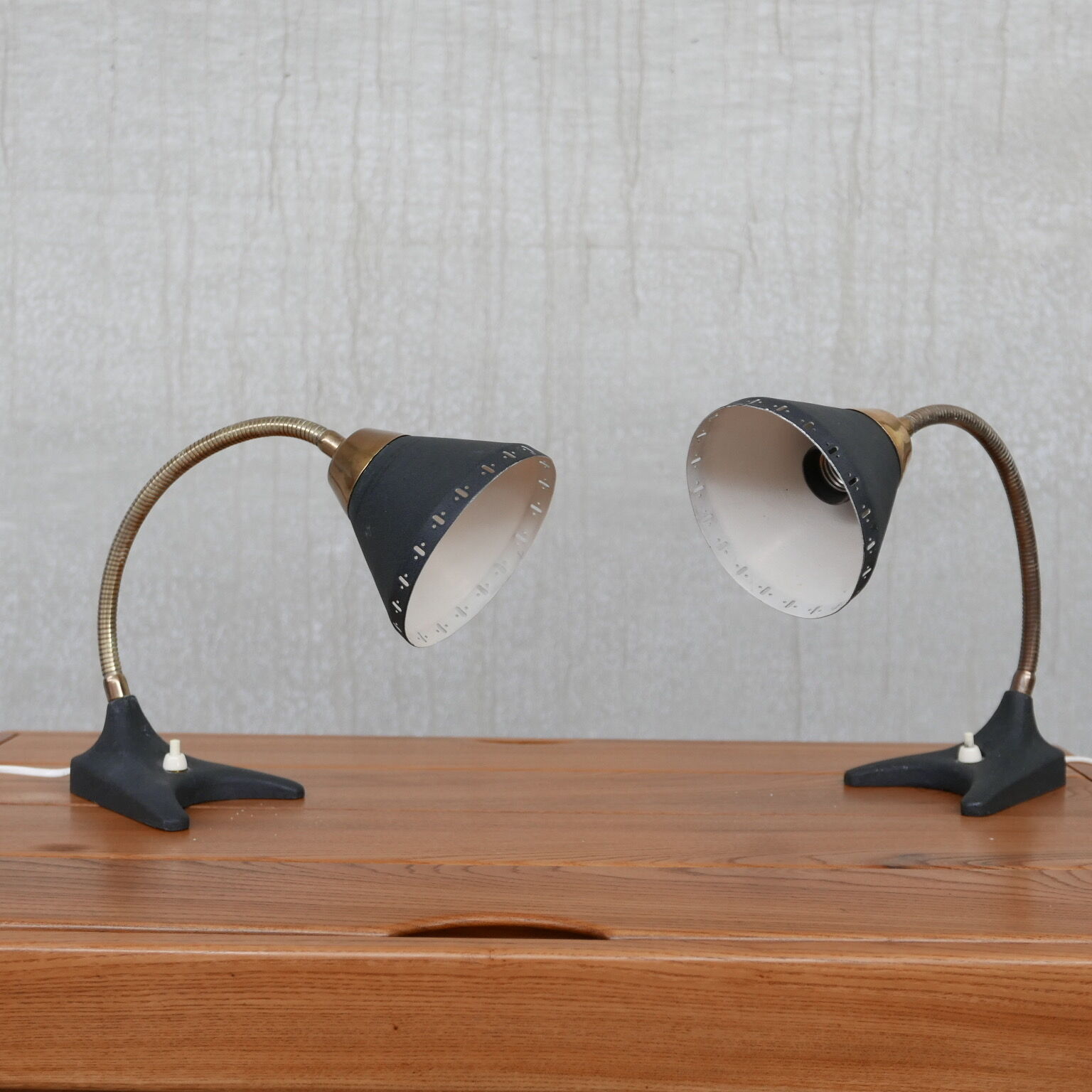 Pair of Swedish Brass Mid-Century Table Lamps